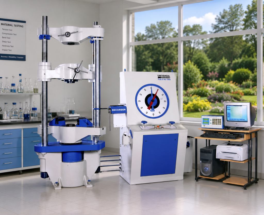 computerised universal testing machine tue c 40 1000 Computerised Universal Testing Machine with analogue and computerised control panel