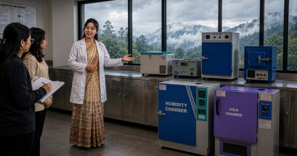 Laboratory testing equipment with Testwin humidity and cold chambers