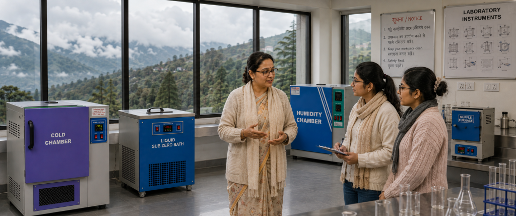 College laboratory in North-East India using laboratory equipment supplied by Testwin.