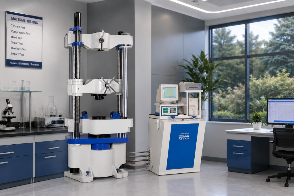 Computerised Universal Testing Machine TUE-C-1000 in a modern material testing laboratory